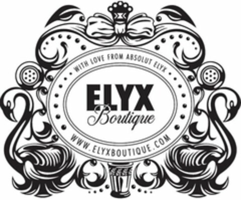 ELYX BOUTIQUE WITH LOVE FROM ABSOLUT ELYX WWW.ELYXBOUTIQUE.COM Logo (USPTO, 01.08.2017)