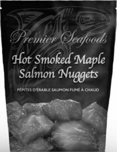 PREMIER SEAFOODS HOT SMOKED MAPLE SALMON NUGGETS PÉPITES D'ÉRABLE SAUMON FUMÉ À CHAUD Logo (USPTO, 09/08/2017)