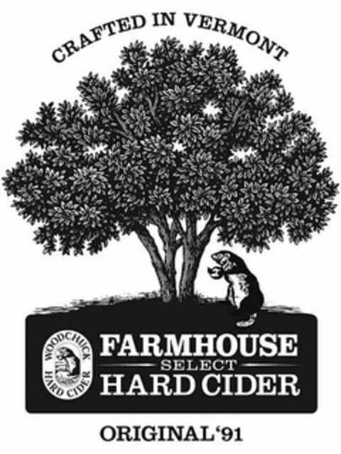 CRAFTED IN VERMONT WOODCHUCK HARD CIDER FARMHOUSE SELECT HARD CIDER ORIGINAL '91 Logo (USPTO, 08/17/2011)