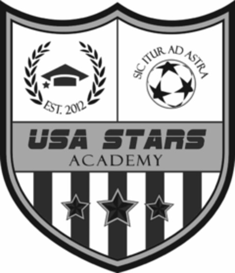 USA STARS ACADEMY EST. 2012 SIC ITUR AD ASTRA Logo (USPTO, 07/22/2019)