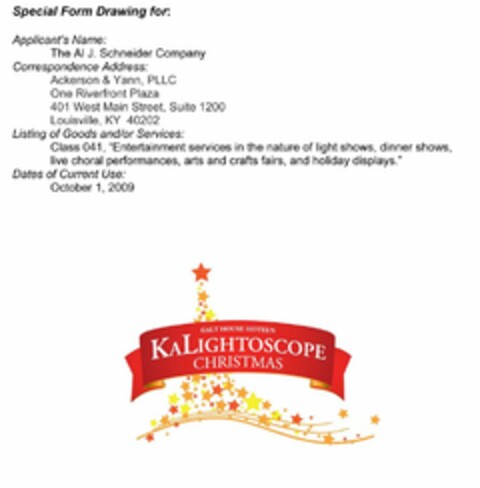 GALT HOUSE HOTEL'S KALIGHTOSCOPE CHRISTMAS Logo (USPTO, 03/30/2010)