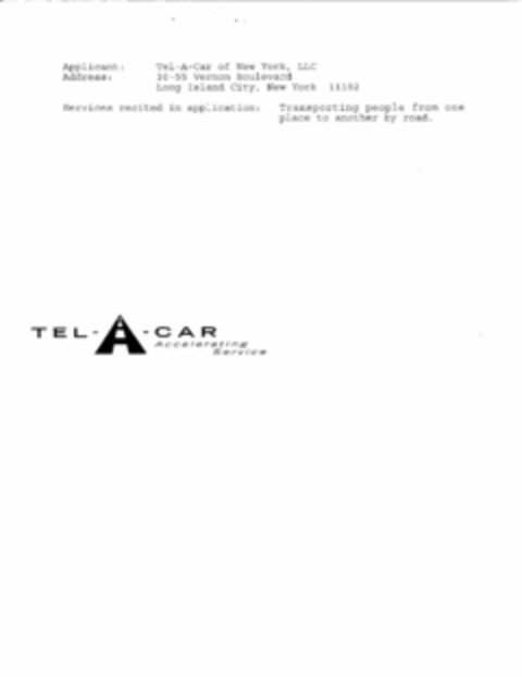 TEL-A-CAR ACCELERATING SERVICE Logo (USPTO, 21.03.2011)