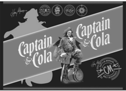 CAPTAIN & COLA CAPTAIN & COLA HENRY MORGAN CM CAPTAIN MORGAN MALT BEVERAGES 1680 CAPTAIN MORGAN N S E W CM CAPTAIN MORGAN MALT BEVERAGES HENRY MORGAN Logo (USPTO, 07/18/2012)