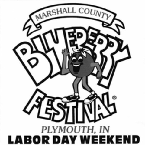 MARSHALL COUNTY BLUEBERRY FESTIVAL PLYMOUTH, IN LABOR DAY WEEKEND Logo (USPTO, 09.11.2012)