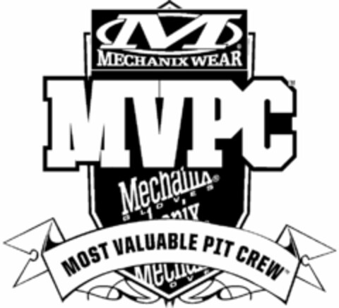 M MECHANIX WEAR MVPC MECHANIX GLOVES MOST VALUABLE PIT CREW Logo (USPTO, 09.08.2010)