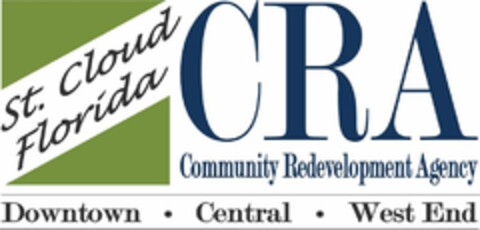 ST. CLOUD FLORIDA CRA COMMUNITY REDEVELOPMENT AGENCY DOWNTOWN · CENTRAL · WEST END Logo (USPTO, 11.01.2011)