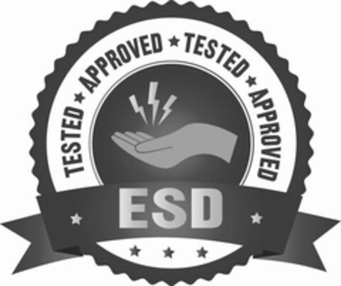 TESTED APPROVED TESTED APPROVED ESD Logo (USPTO, 03/07/2017)