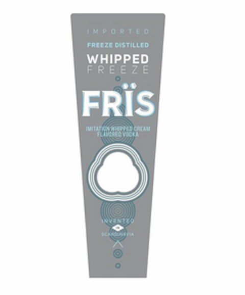 IMPORTED FREEZE DISTILLED WHIPPED FREEZE FRÏS IMITATION WHIPPED CREAM FLAVORED VODKA INVENTED IN SCANDINAVIA Logo (USPTO, 07.11.2011)