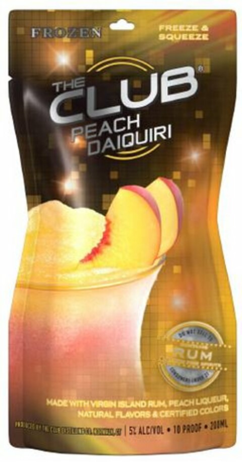 THE CLUB PEACH DAIQUIRI FROZEN FREEZE A SQUEEZE RUM Logo (USPTO, 13.08.2013)