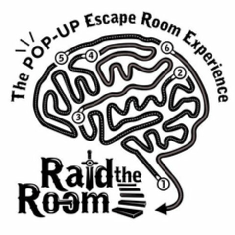 RAID THE ROOM THE POP-UP ESCAPE ROOM EXPERIENCE 1 2 3 4 5 6 Logo (USPTO, 17.04.2019)