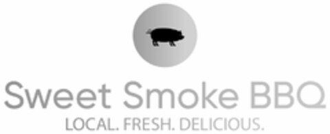 SWEET SMOKE BBQ LOCAL. FRESH. DELICIOUS. Logo (USPTO, 07/10/2020)