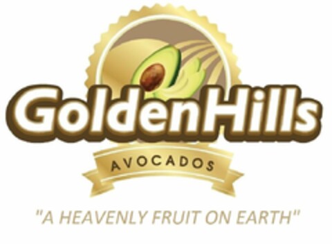 GOLDEN HILLS AVOCADOS "A HEAVENLY FRUIT ON EARTH" Logo (USPTO, 16.06.2017)