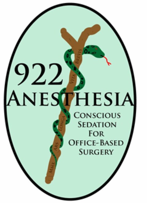 922 ANESTHESIA CONSCIOUS SEDATION FOR OFFICE-BASED SURGERY MMX ARS LONGA VITA BREVIS Logo (USPTO, 17.09.2011)