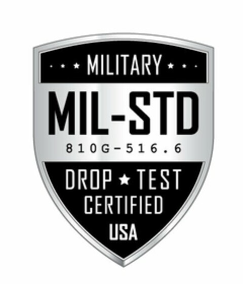 MILITARY MIL-STD 810G - 516 . 6 DROP TEST CERTIFIED USA Logo (USPTO, 31.10.2016)