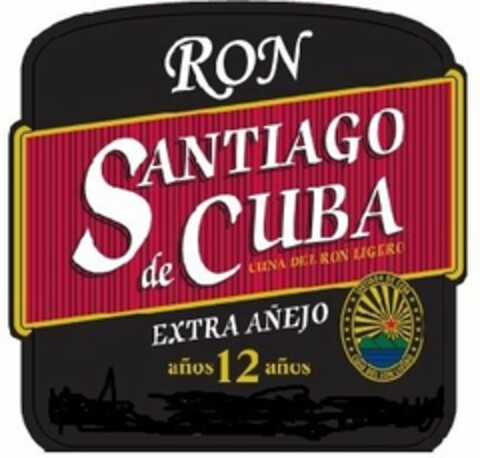 RON SANTIAGO DE CUBA CUNA DEL RON LIGERO EXTRA AÑEJO AÑOS 12 AÑOS Logo (USPTO, 02.11.2015)