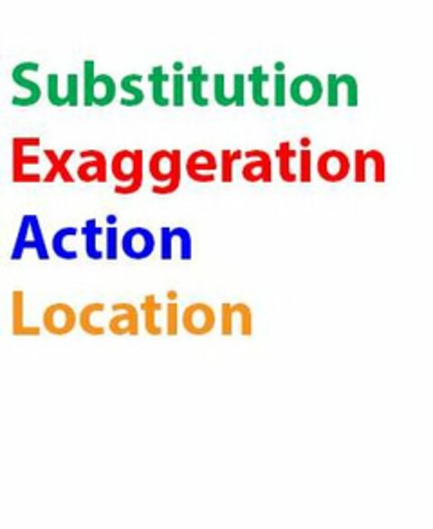 SUBSTITUTION EXAGGERATION ACTION LOCATION Logo (USPTO, 30.08.2018)