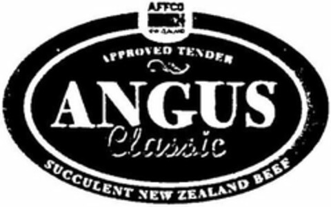 AFFCO APPROVED TENDER ANGUS CLASSIC SUCCULENT NEW ZEALAND BEEF Logo (USPTO, 09.10.2009)