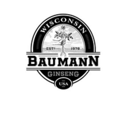 WISCONSIN ESTD 1978 BAUMANN GINSENG USA Logo (USPTO, 24.02.2016)
