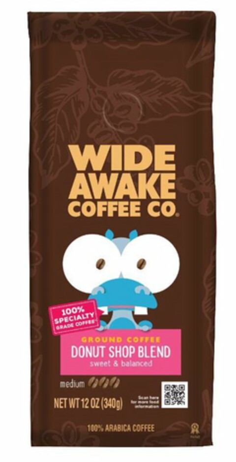 WIDE AWAKE COFFEE CO. GROUND COFFEE DONUT SHOP BLEND SWEET & BALANCED Logo (USPTO, 15.11.2019)