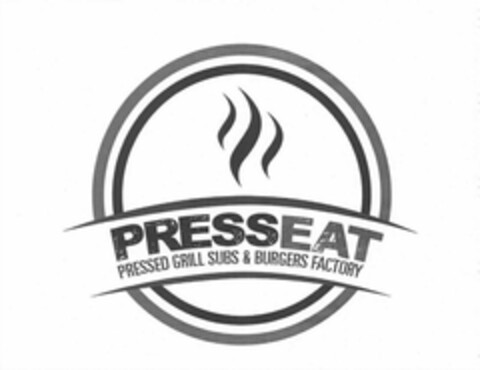 PRESSEAT PRESSED GRILL SUBS & BURGERS FACTORY Logo (USPTO, 09.02.2015)