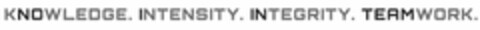 KNOWLEDGE. INTENSITY. INTEGRITY. TEAMWORK. Logo (USPTO, 03/04/2016)