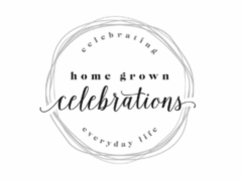 HOME GROWN CELEBRATIONS CELEBRATING EVERYDAY LIFE Logo (USPTO, 06.08.2019)