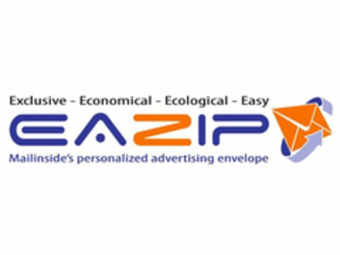 EAZIP EXCLUSIVE - ECONOMICAL - ECOLOGICAL - EASY  MAILINSIDE'S PERSONALIZED ADVERTISING ENVELOPE Logo (USPTO, 01/26/2012)