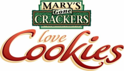 MARY'S GONE CRACKERS LOVE COOKIES Logo (USPTO, 12/22/2011)