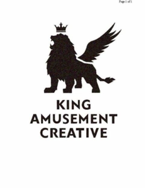 KING AMUSEMENT CREATIVE Logo (USPTO, 05.09.2017)
