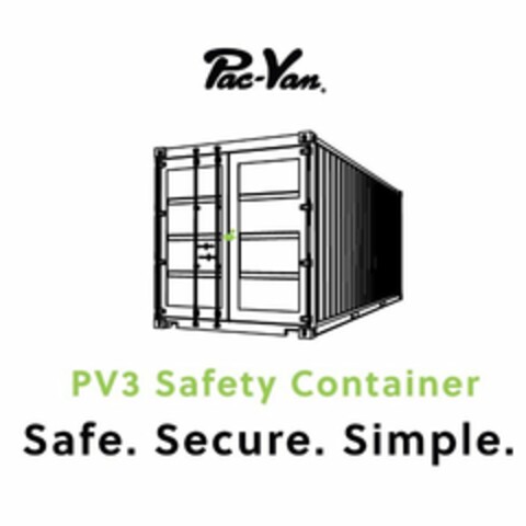 PAC-VAN PV3 SAFETY CONTAINER SAFE. SECURE. SIMPLE. Logo (USPTO, 27.03.2018)