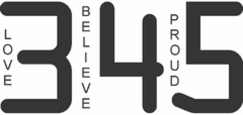 LOVE 3 BELIEVE 4 PROUD 5 Logo (USPTO, 26.03.2020)