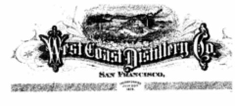 WEST COAST DISTILLERY CO. SAN FRANCISCO, INCORPORATED JULY 20TH 1876. Logo (USPTO, 06.10.2009)