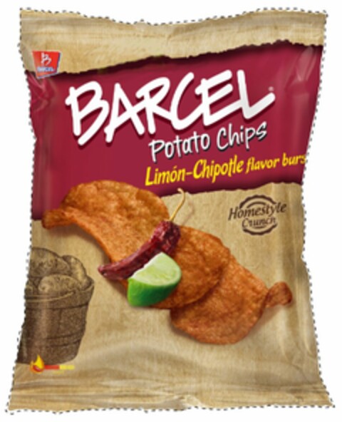 B BARCEL BARCEL POTATO CHIPS LIMÓN-CHIPOTLE FLAVOR BURST HOMESTYLE CRUNCH Logo (USPTO, 12/23/2014)