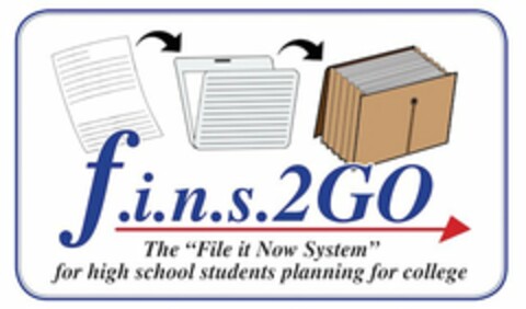 F.I.N.S.2GO THE "FILE IT NOW SYSTEM" FOR HIGH SCHOOL STUDENTS PLANNING FOR COLLEGE Logo (USPTO, 31.03.2017)