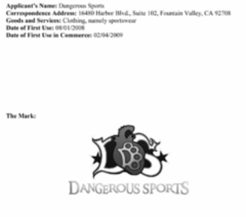 DS DANGEROUS SPORTS Logo (USPTO, 19.06.2009)