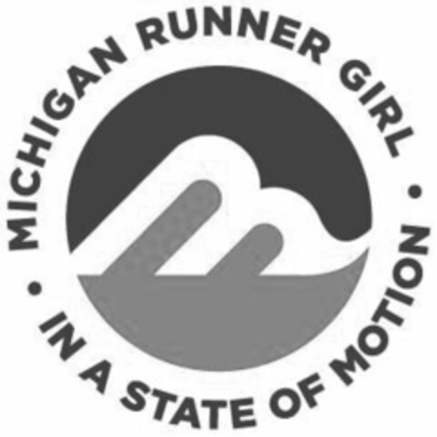 M · MICHIGAN RUNNER GIRL · IN A STATE OF MOTION Logo (USPTO, 09.10.2015)