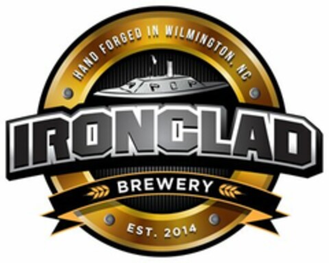 IRONCLAD BREWERY HAND FORGED IN WILMINGTON, NC, EST. 2014 Logo (USPTO, 14.05.2015)