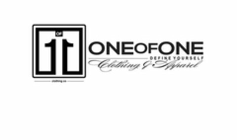 1 OF 1 CLOTHING CO ONEOFONE DEFINE YOURSELF CLOTHING & APPAREL Logo (USPTO, 01/08/2014)