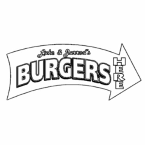 LUKE AND JERROD'S BURGERS HERE Logo (USPTO, 23.03.2010)