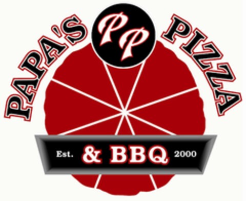 PP PAPA'S PIZZA & BBQ EST. 2000 Logo (USPTO, 27.04.2010)