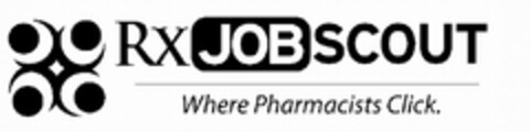 RX JOB SCOUT WHERE PHARMACISTS CLICK. Logo (USPTO, 12.09.2011)