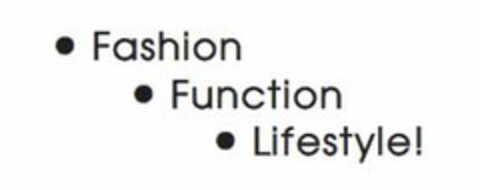 · FASHION · FUNCTION · LIFESTYLE! Logo (USPTO, 15.02.2012)