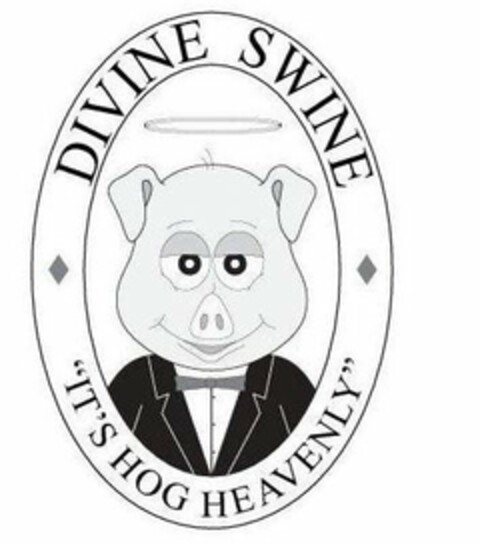 DIVINE SWINE "IT'S HOG HEAVENLY" Logo (USPTO, 02/18/2019)