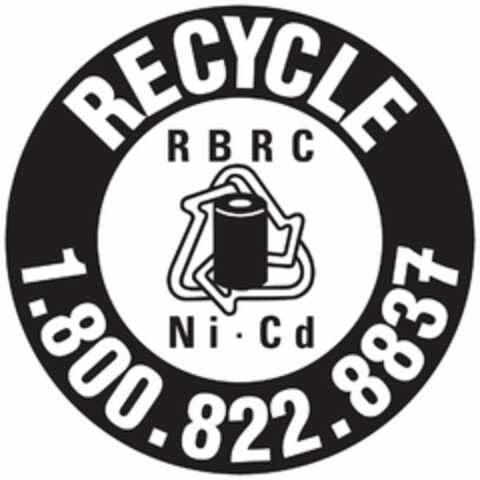 RECYCLE 1.800.822.8837 RBRC NI-CD Logo (USPTO, 25.07.2011)
