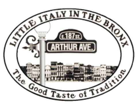 LITTLE ITALY IN THE BRONX THE GOOD TASTE OF TRADITION E. 187 ST. ARTHUR AVE. Logo (USPTO, 28.05.2015)