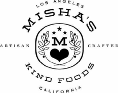 M MISHA'S KIND FOODS ARTISAN CRAFTED LOS ANGELES CALIFORNIA Logo (USPTO, 29.07.2020)