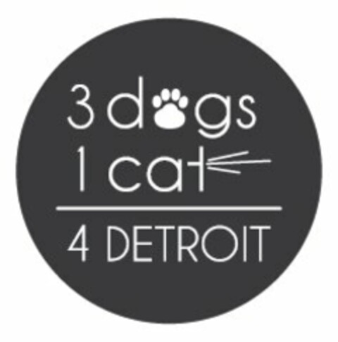 3 DOGS 1 CAT 4 DETROIT Logo (USPTO, 08/23/2012)