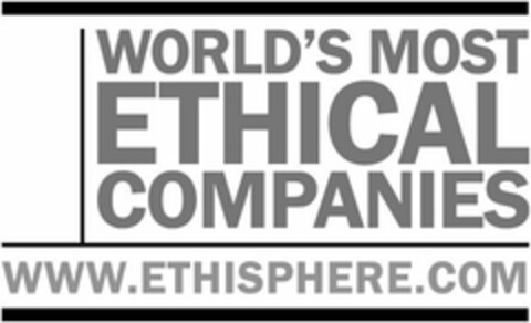 WORLD'S MOST ETHICAL COMPANIES WWW.ETHISPHERE.COM Logo (USPTO, 26.08.2014)