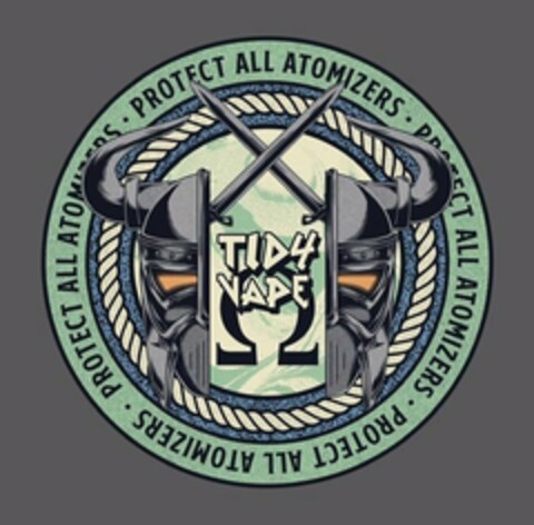 TIDY VAPE PROTECT ALL ATOMIZERS · PROTECT ALL ATOMIZERS · PROTECT ALL ATOMIZERS · PROTECT ALL ATOMIZERS · PROTECT ALL ATOMIZERS Logo (USPTO, 04/20/2020)