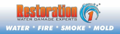 RESTORATION 1 WATER DAMAGE EXPERTS WATER  * FIRE * SMOKE * MOLD Logo (USPTO, 01.10.2015)